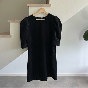 Who What Wear Black Corduroy Puff Sleeve Dress Medium